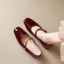 Genuine Soft Leather Shoes For Women Spring New Style Red Retro Hepburn Style Small Leather Shoe