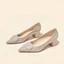 Professional Soft Leather Nude Pink Pointed Toe High Heels Single Shoes Shallow Mouth Commuti