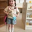 cô gái hoạt hình giả hai mảnh tay ngắn vá quần short denim hai mảnh mùa hè phong cách mới phong