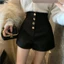 thiết kế mới thích hợp cho mùa xuân hè quần bốt một hàng khuy ống rộng màu trơn giảm béo và quần