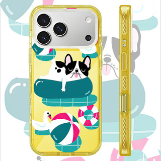 Ốp Lưng Acrylic Màu Tương Thích Cho IPhone 15 16 PLUS 14 15 16 17 Pro Max Cover Hoạt Hình Dễ Thương Chó Con Bơi Minh Họa Bao Cứng Chống Sốc Ốp Lưng Hộp