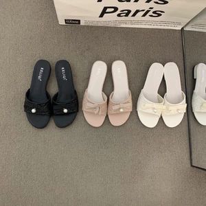 Low-heeled Small Fragrant Gentle French Slippers Fairy Shoes Outer Wear With Skirt Vacation S