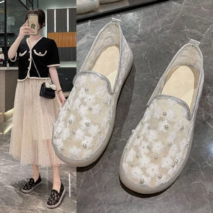 Mới Phong Cách Trung Hoa Quốc Gia Lưới Thoáng Khí Giày Beanie Cho Nữ Mùa Hè Mới Đa Năng Rỗng