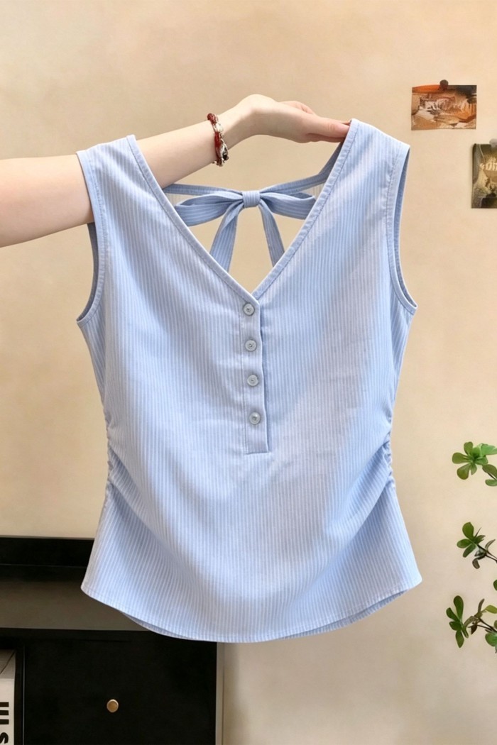 áo vest không tay cổ chữ V phong cách ngọt ngào dành cho nữ mùa hè mới niche top slim