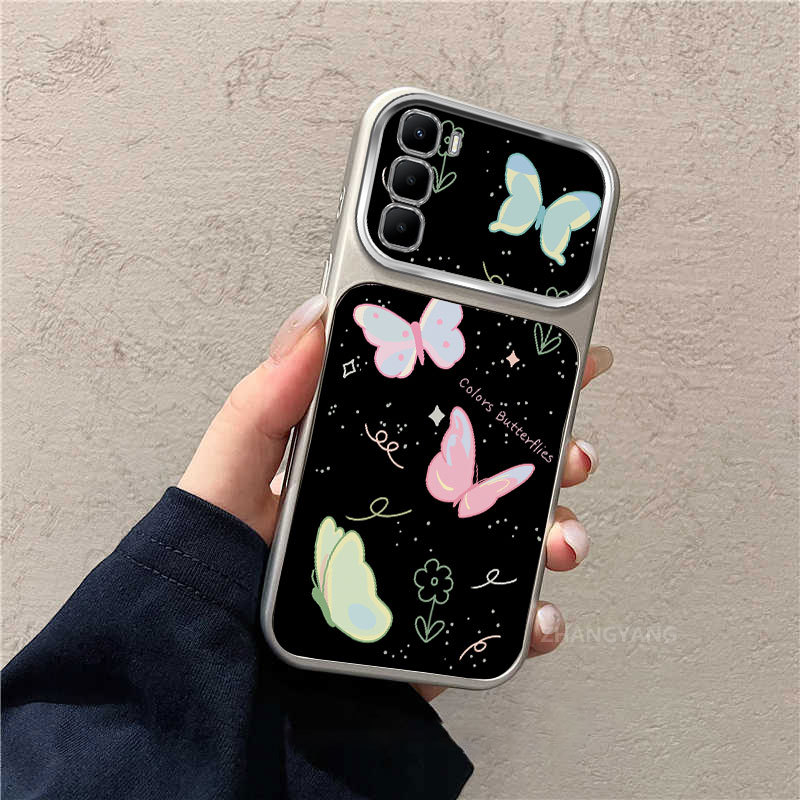 Ốp Lưng Cho infinix Hot 60 Hot 60i Hot 60 Pro Plus 4G Thẩm Mỹ Mới Họa Tiết Hoa Bướm Điện Thoại Di Động Vỏ Mềm Có Cửa Sổ Lớn Silicon Mờ Vỏ Điện Thoại