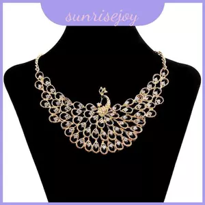 Mặt dây chuyền con công pha lê nước quyến rũ với dây chuyền hợp kim để du lịch và phong cách hàng ngày