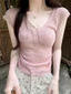 mẫu áo sơ mi hàn quốc màu nude nhẹ nhàng cho hot girl mùa hè áo mỏng mới dáng ôm tay ngắn