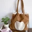Apple Bunch Fleece Shoulder Tote Bag Cute Plush Shoulder Embroidery Large Capacity Retro Suede C