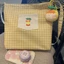 Go Out For An Outing, Fresh Yellow Plaid Canvas Crossbody Apple Pocket Travel Crossbody Bag, Ret