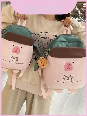 Túi đi học dễ thương Capybara dành cho thanh thiếu niên Túi sách chống nước thông thường bằng Nylon