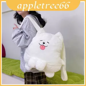 Ba lô bé gái màu trắng mềm mại sang trọng có túi bên trong và đôi cho dây đeo giải trí