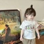 phong cách mới bé gái cotton nguyên chất phong cách Hàn Quốc dễ thương mùa hè áo thun ngắn tay in