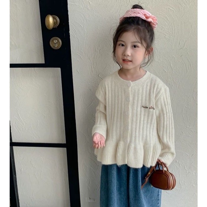 Bé Gái Áo Len Cardigan Phong Cách Hàn Quốc Bé Mèo Quần Áo Trẻ Em Áo Khoác Trẻ Em
