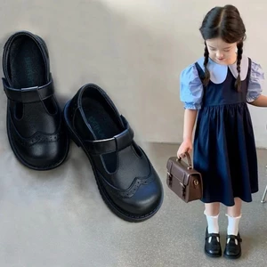 Bé Gái Giày Da Màu Đen Phong Cách Anh Quốc Xuân Thu Trẻ Em Đế Mềm Giày Đế Bằng Bé Gái Công Chúa