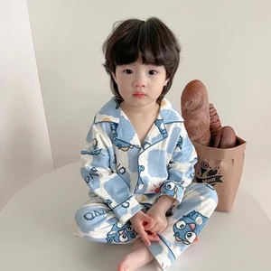 Mùa Xuân Và Mùa Thu Cho Bé Vừa Và Lớn Bé Trai Cardigan Mới Quần Dài Tay Hoạt Hình Trẻ Em Ở Nhà Q