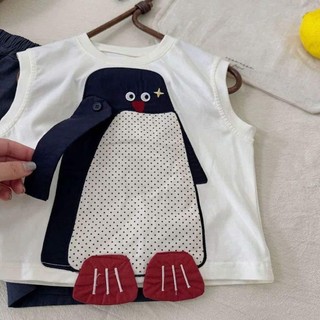 Trẻ Em Bộ Đồ Mùa Hè Nam Có Túi Quần Short Hoạt Hình Ba Chiều Áo Vest Hai Bộ Nữ Mỏng phong Cách