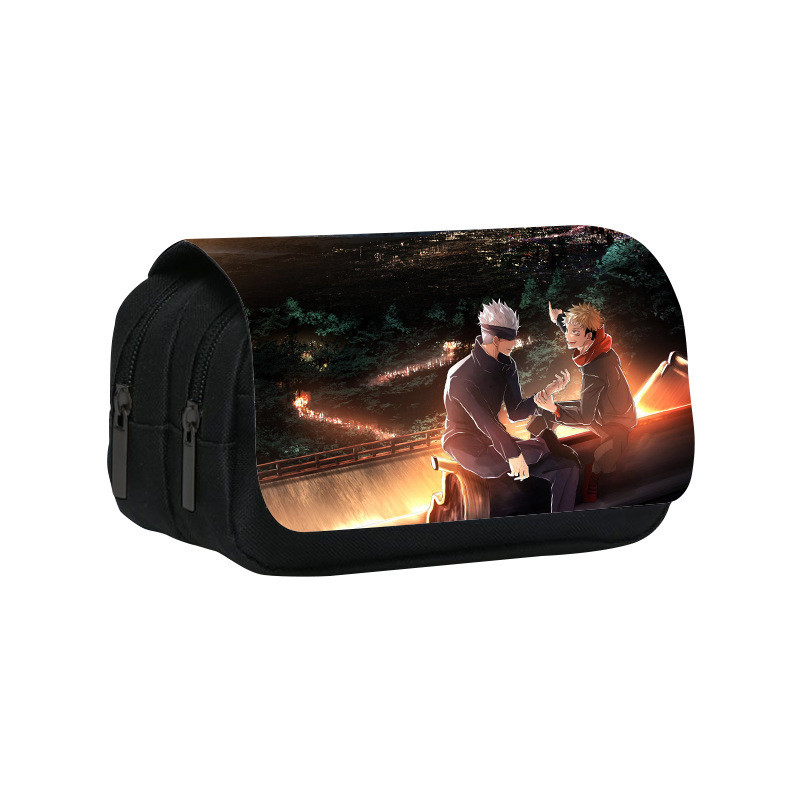 Họa tiết Kaisen Jujutsu Hai Lớp Flip Cover Học Sinh Văn Phòng Phẩm Lưu Trữ Túi Đựng Bút Chì Để Sử Dụng Trường Học