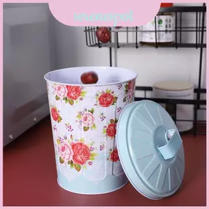 Hộp đựng thiếc họa tiết hoa hồng có nắp để sử dụng phòng khách và phòng ngủ