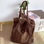 Apple Bunch Fleece Shoulder Tote Bag Cute Plush Shoulder Embroidery Large Capacity Retro Suede C