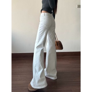 trắng khí chất slim fit bootcut quần jean nữ mùa thu mỏng phong cách mới eo thấp thiết kế thon g