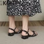 Giày sandal phong cách Pháp dành cho nữ thời trang mùa hè nơ ngọc trai với váy Giày cổ tích La Mã