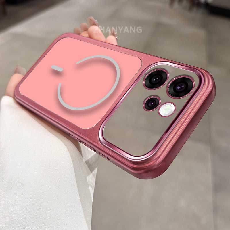 Ốp Lưng Cho OPPO Reno 15 Reno 15 Pro Reno 15F Reno 15C 5G Mạ Điện Trong Suốt Lớn Màu Cửa Sổ Nền Điện Thoại Thẩm Mỹ Silicon TPU Tối Giản Mềm