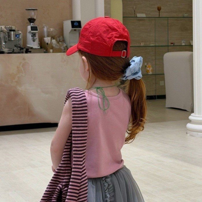 cô gái dễ thương ngọt ngào! Bé gái mùa hè mới miếng vá bánh nhỏ đa năng áo bé gái áo cotton nhẹ