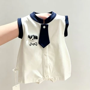 Quần áo mùa hè cho bé áo liền quần không tay dành cho nam và nữ mỏng thấm mồ hôi áo choàng mộ