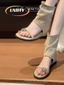 Phong cách cổ điển tiền cũ khóa kim loại hở mũi giày sandal nữ mùa hè mặc ngoài với váy La Mã giày