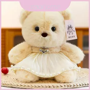 Đồ chơi gấu bông sang trọng với mặt dây chuyền trái tim tình yêu và váy trang trí cho trẻ em