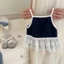 bộ quần áo trẻ em Hàn Quốc Bộ đồ bé gái mùa hè phong cách mới áo ren mỏng có dây đeo mỏng