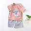 Bộ quần áo Cotton mùa hè cho bé trai tập đi có họa tiết hoạt hình và mềm mại cho thời gian chơi bằng vải