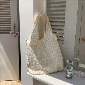Large Capacity Forest Style Bag Pastoral Style Canvas Bag Lace Shoulder Bag Handbag Bag Womens V