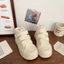 Velvet Thick-soled Breaded Cotton Shoes For Women, High-top White Shoes, Large-toe Sneakers,