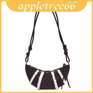 Túi đeo chéo nhung chồn thời trang có hình dưa hấu và dây kéo cho phong cách giản dị dành cho nữ