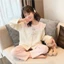 bộ đồ ngủ trẻ em mùa xuân thu đông dễ thương cổ búp bê bé gái cỡ trung và lớn trẻ em dài tay kiể