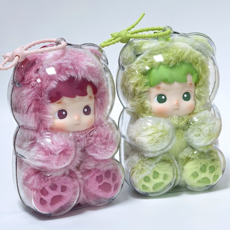 3 Chiếc Dễ Thương HACIPU Gummy Bear Acrylic Case Di Động Chống Thấm Nước Chống Bụi HD Trong Suốt Bảo Vệ Hộp Bảo Quản Vinyl Hình Mặt Dây Chuyền Túi Không Búp Bê