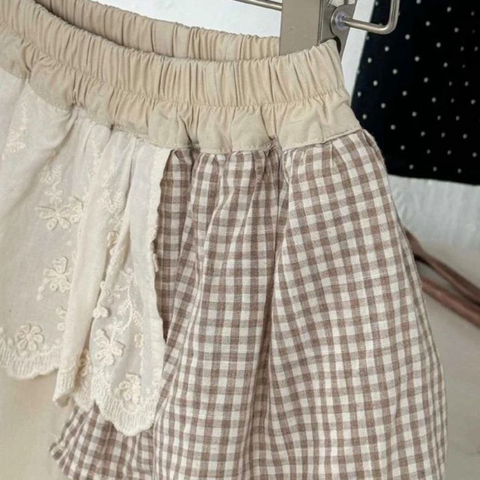 Girls Summer New Style Lace Korean Style Baby Girl Spliced butt Curtain Casual Pants Straight