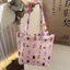 stripe Foam Bear Shoulder Bag, High-looking, Large-capacity, College-style Portable Travel Tote B