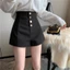 thiết kế mới thích hợp cho mùa xuân hè quần bốt một hàng khuy ống rộng màu trơn giảm béo và quần