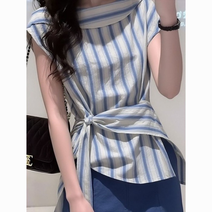 Beautiful Light Luxury Short-sleeved Shirt, Irregular Women's Summer New Style, Super Good-lo