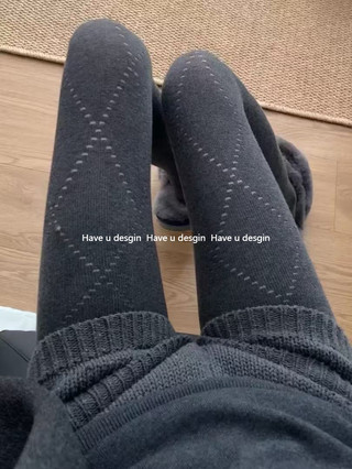Quần Legging Mỏng Xám Kim Cương Rỗng, Độ Đàn Hồi Cao, Phù Hợp Mặc Bên Ngoài Mùa Xuân Thu
