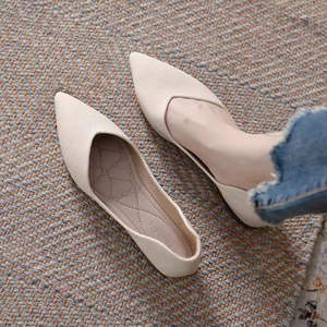 Da Mềm Siêu Mềm Mũi Nhọn Flat Dẹt Giày Công Sở Mới Nữ Đế Mềm Giày Đa Năng Nữ