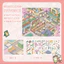 ENWEI 4 Cái [Bunny Town Series] Nhãn dán phong cảnh 3D Chất liệu chống nước Kích thước lớn Phong cách hoạt hình dễ thương Sổ lưu niệm Tạp chí Người lập kế hoạch Trang trí Nhãn dán văn phòng phẩm