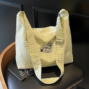 Casual Striped Canvas Bag Women's New Fashion College Style Tote Bag Korean Style Large Capacity