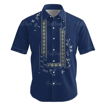 Nam Barong Áo Sơ Mi Nam Quần Áo Áo Vintage Áo Phong Cách Dân Tộc ASEAN Quần Áo Áo Áo Sơ Mi Dân Tộc Oversize Họa Tiết Retro Ngoài Trời Dạo Phố 08b