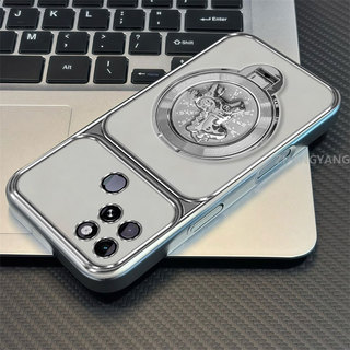 Ốp Lưng Cho OPPO A15 A15S Mạ Điện Trong Suốt Cao Cấp Cửa Sổ Lớn Ốp Lưng Điện Thoại Xoay Thẩm Mỹ Chân Đế Laser Thiết Kế Mới
