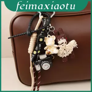Mặt dây chuyền túi động vật Miu sáng tạo với vải thủ công và gấu hoạt hình hợp thời trang cho túi thiết kế