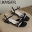 Giày sandal phong cách Pháp dành cho nữ thời trang mùa hè nơ ngọc trai với váy Giày cổ tích La Mã