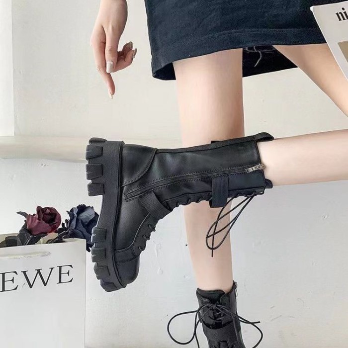 đôi giày tăng chiều cao mới mùa xuân thu, đa năng và đa năng, bốt Martin xe máy thời trang, bốt